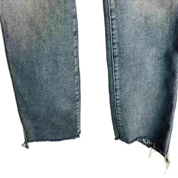 GOOD American Good Curve High Waist Raw Step Hem Straight Leg Jeans Size 0/25